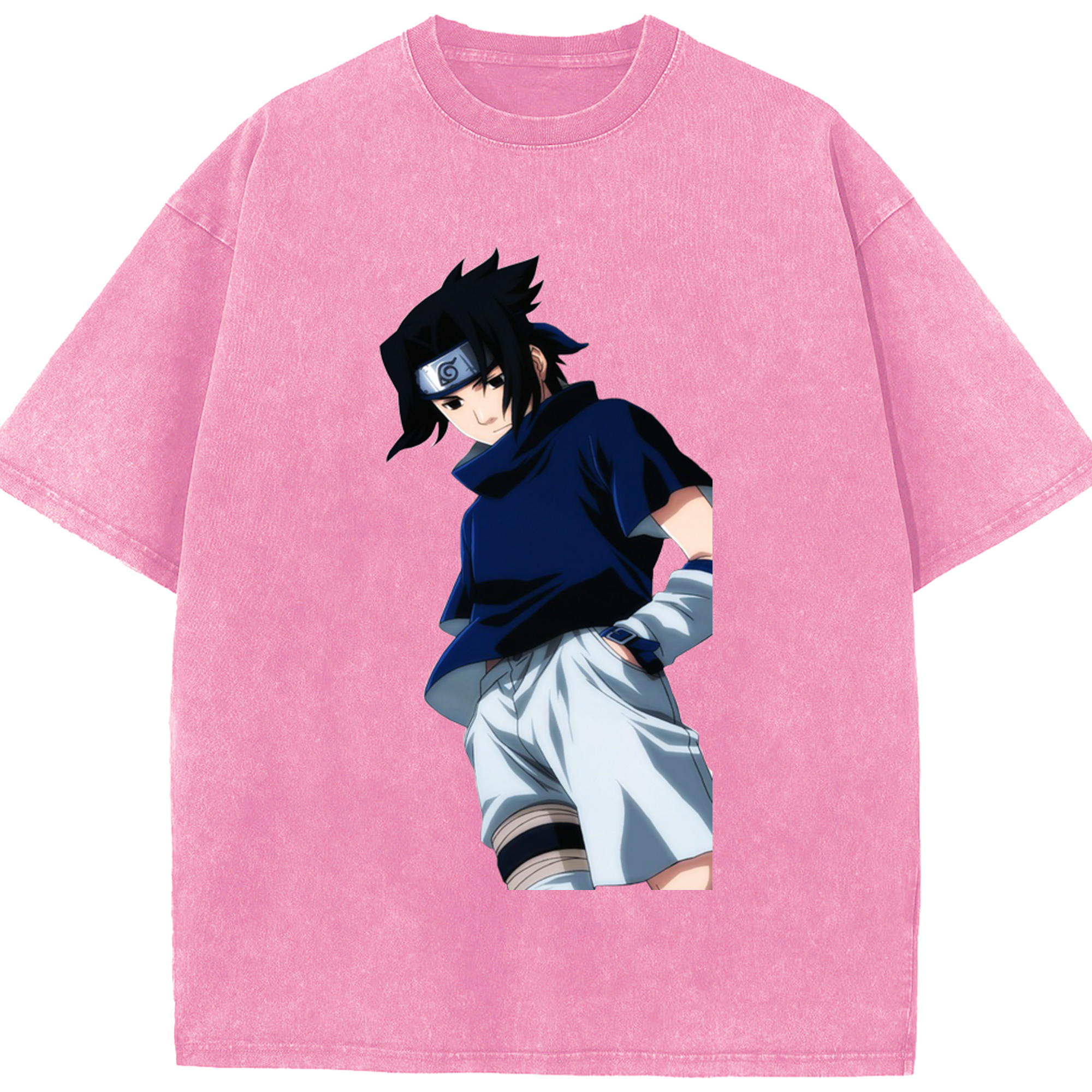（画像用） NARUTO -ナルト- うちは サスケ Uchiha Sasuke 綿100% ヴィンテージ風 半袖Tシャツ（フロントプリント）